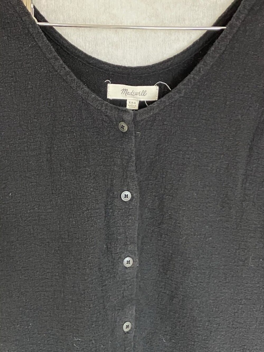 Madewell Short Black Romper Sleeveless Pockets Tie Waist, Cotton Knit Size XXS - Picture 10 of 10